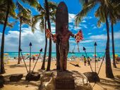 The statue of Duke Kahanamoku on Waikiki Beach.