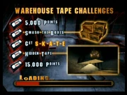 The loading screen showing a list of the Level's goals in Tony Hawk's Pro Skater.