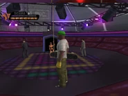 Inside the strip club.