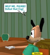 Tutorial Tom's ears shooting up upon spotting the Flunky outside of his window.