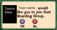 The pop up sent by toons wishing for you to join their boarding group.