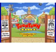 Toontown Online's website while it was in Beta, and while it was still being tested. This website was animated, and would have Gags and Cogs flying around.