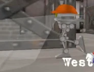 An orange goon roaming the west catwalk