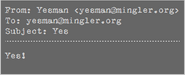 Yesman's Minglermail memo #2
