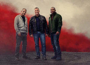 LeBlanc, Harris, and Reid in a promotional image for the new series