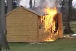 James' Shed on fire