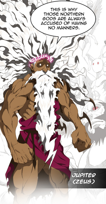 What is the strongest character from The God of High School that Zeus  (Fate/Grand Order) can defeat?