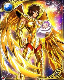 Sagittarius Aiolos holding a baby Athena