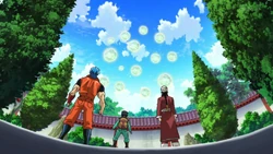 Toriko and Komatsu seeing the Fake Bubble Fruits