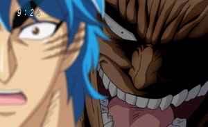 Zebra sends a Sound Bullet to Toriko (Anime)