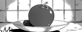 The apple which has the stain of one of Acacia's Full Course Menu