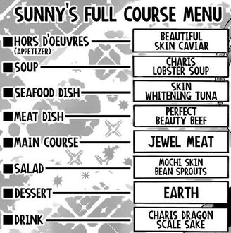 Sunny's Full Course Menu