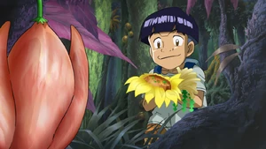 Peck finding a Gratin Flower, along with some Macaroni Grass and a .