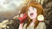 Tina witnessing Toriko's capture of the Rainbow Fruit.