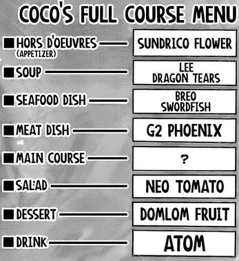 Coco's Full Course Menu