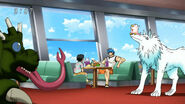 Toriko, Komatsu, Terry, Yun and Ob traveling in the train to Gourmet Beach