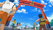 Toriko and Komatsu at the entrance to the Gourmet Shrine