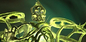 This mysterious spectral entity, name unknown, is first seen delivering the killing blow on  during her last moments in the Black-Barbed Maze