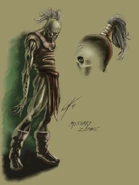Concept art for a male mortuary zombie, by Eric Campanella