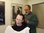 Henkel getting prosthetics applied for the Nameless One's photo shoot.