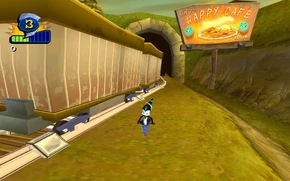 A screenshot of the player in the sunlight.