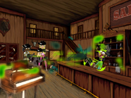 The team decides to attack the saloon.