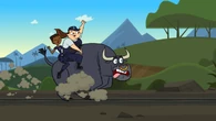 The Cadets ride the bull from the train all the way to the Chill Zone.