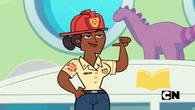 Fire Chief Blaze introduces herself to the kids.