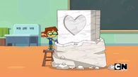 Harold is sizzling his card out of marble.