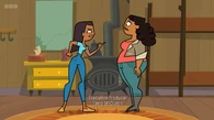Priya helps Millie train.
