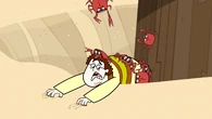Sam is attacked by crabs.