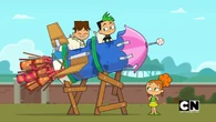 Cody gets into Duncan's rocket.