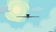 The Total Drama Jumbo Jet flying upside down in the recap.