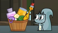 A squirrel helps Harold collect all his needed ingredients.