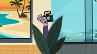 Sasquatchanakwa's arm is seen taking a picture for Celebrity Manhunt.