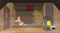 A bear taking a sauna with Don.