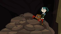 Cameron gets crushed by a pile of falling rocks.