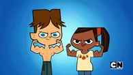 Cody and Leshawna show Chef their muscles.
