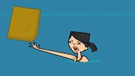 …so Heather throws a cushion for him to use as a lifesaver.