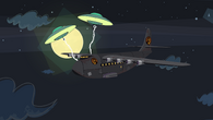 The Total Drama Jumbo Jet is attacked by UFOs just outside of Area 51.