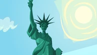 Chris standing on top of the Statue of Liberty, complaining about the lack of action.