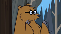 The bear wonders how well his glasses work.