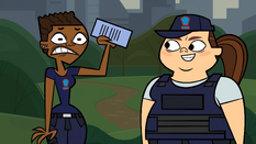 MacArthur: Why was the cop sleeping on the job? Because she was under cover Get it?? Sanders: Ouch! MacArthur that was so bad I think I dislocated my arm again! Submitted by: Epic~00 (Week 5, Total Drama Presents: The Ridonculous Race) Project 10