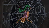 Bowie gets stuck in a spider web.