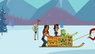 Alejandro hops on his team's sled and ditches Bridgette.