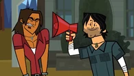 Chris yells at Alejandro through a megaphone.