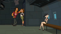 A jealous Heather watches  flirt with each other.