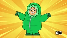 Owen shows his new snowsuit to the kids.