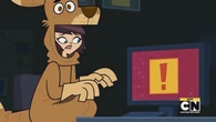 A kangaroo mascot tells her boss that something is wrong.