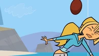 Bridgette out.png (528 KB) . . . and hits Bridgette with it.